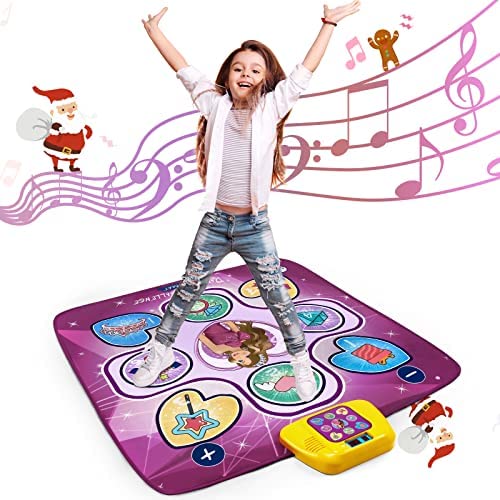 Dance Step Play Mat - 5 Challenge Levels Dance Mat for Christmas/Birthday Gifts for 5 Year Old Girls, Anti Slip Electronic Educational Toys with LED Lights, Dancing Mat for Kids 6-12, Built-in Music