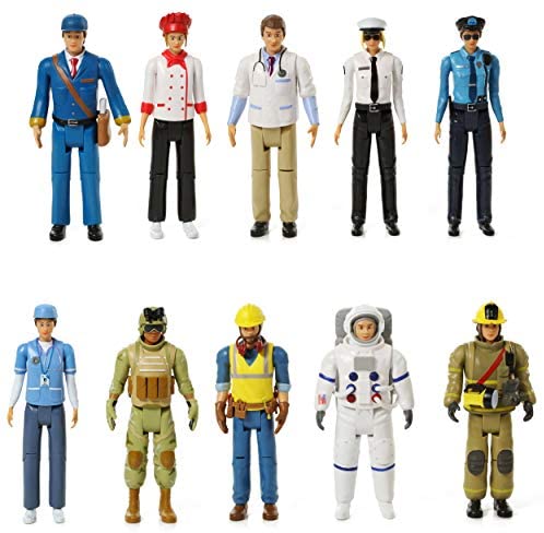 Beverly Hills Doll Collection Sweet Li’l Family Dollhouse Figures - Firefighter, Police Officer, Doctor and More, Set of 10 Action Figure People Doll House Set, Pretend Play for Kids and Toddlers
