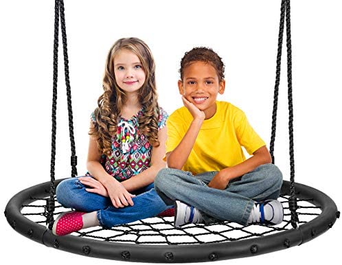 Sorbus Spinner Swing – Kids Round Web Swing – Great for Tree, Swing Set, Backyard, Playground, Playroom – Accessories Included (40
