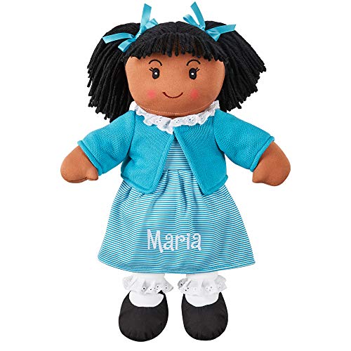 Let’s Make Memories Personalized Cuddle Time Rag Doll - Soft Doll for Kids - Ages 3+ - Mini-Me Doll - Black Hair - Customize Name – 15”H