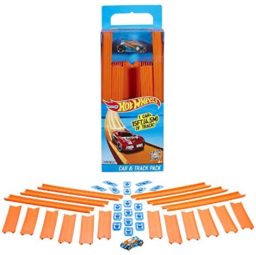 Hot Wheels Track Builder Straight Track with Car 15 Feet [Styles May Vary]