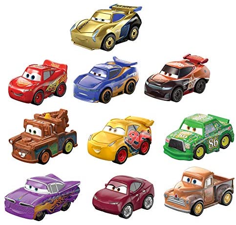 Disney and Pixar Cars Mini Racers Derby Racers Series 10-Pack, Small metal movie vehicles for competition and story play, wide character variety, authentic details