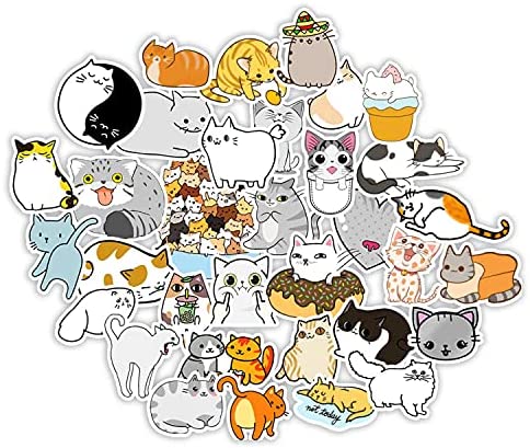 ToneGrip 50PCS Cat Sticker Animal Cute Cartoon Decoration DIY Luggage Laptop Computer Water Bottle Fridge Hand Account Scrapbook Small Size Sticker Program Kids & Teens Calendar Albums