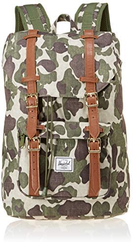 Herschel Little America Laptop Backpack, Frog Camo/Tan Synthetic Leather, Mid-Volume 17.0L