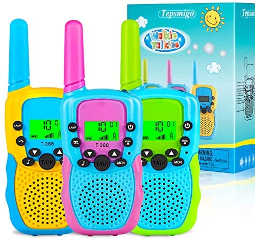 Tepsmigo Walkie Talkie for Kids, Multifunction Kids Walkie Talkie - 3 Miles Range Connection, 22+99 Channels, Easy Push-to-Talk System, Protect Privacy, Built-in Flashlight - Toy Gift for Boys Girls
