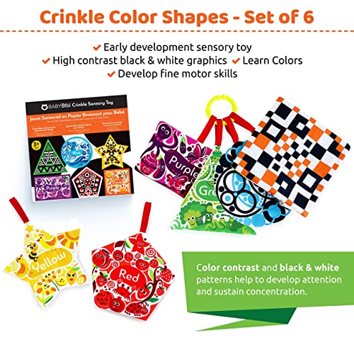 Colorful Graphic Crinkly Shapes, Baby Toys, Crinkle Sensory Toy, Car Seat Toys, Learning Toys, Stroller Toys, Ages 3 Months +