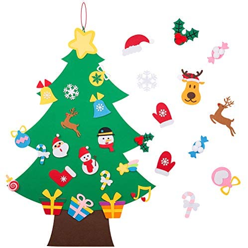 Felt Christmas Tree - 3.6 FT 3D DIY Set for Kids with 36 Pieces of Ornament Decor, Wall Hanging Christmas Tree Decorations
