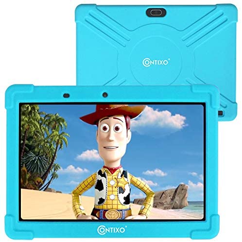 Contixo Kids Tablet K101A, 10-inch HD, ages 3-7 Toddler Tablet with Camera, Parental Control, Android 10, 32GB, WiFi, Learning Tablet for Children with Teachers Approved Apps and Kid-Proof Case, Blue