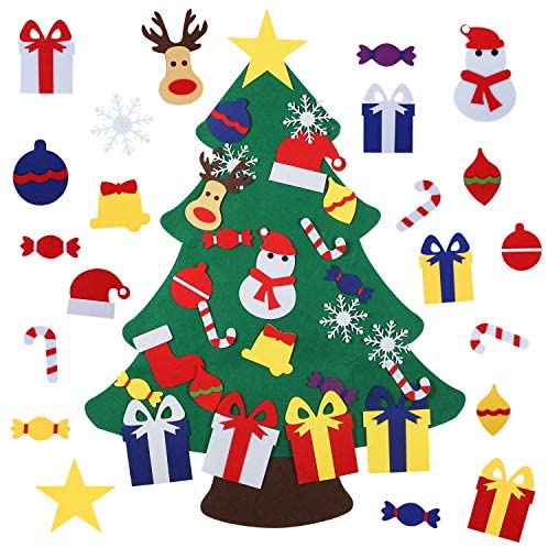 Felt Christmas Tree for Kids with 26pcs Detachable Ornaments,Wall Hanging Xmas Gifts Christmas Decorations