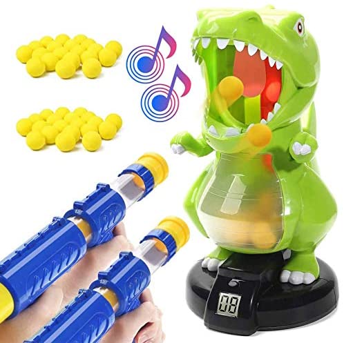 KOVEBBLE Dinosaur Toy Guns for Boys/Girls, Shooting Games with Electronic Target, Party Cool Toys with LCD Score Record, Sound, 36 Soft Foam Ball for Kids Age 5 6 7 8 9 10+ (Green-Tow-Gun)