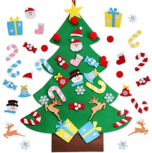 OurWarm DIY Felt Christmas Tree with Ornaments, 3ft Felt Christmas Tree for Kids, Xmas Gifts and Christmas Door Wall Hanging Decor