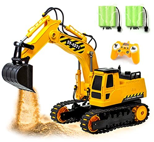 Gili RC Excavator Toy, Remote Control Hydraulic Toy Car for 4, 5, 6, 7, 8 Year Old Boys Girls, Construction Tractor Vehicle, Rechargable Engineering Digger Truck, Best Birthday Gifts for Kids Age 3yr