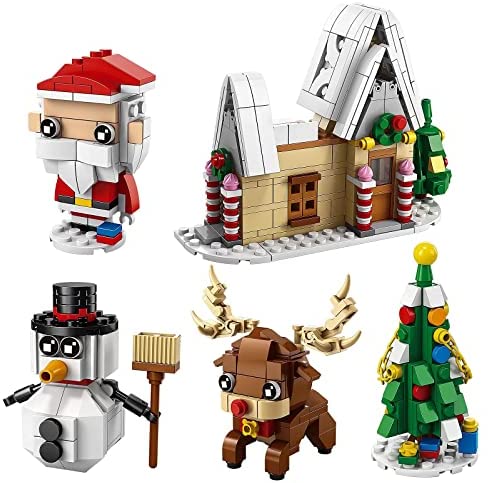 FUN LITTLE TOYS Christmas Building Sets with Christmas Tree/Snowman/Reindeer/Santa Claus/Gingerbread House, Treasure Box Prizes Stocking Stuffers for Kids, for Kids