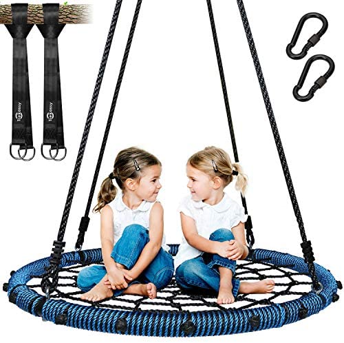 Trekassy 750 lb Spider Web Swing 40 inch for Tree Kids with Steel Frame and 2 Hanging Straps