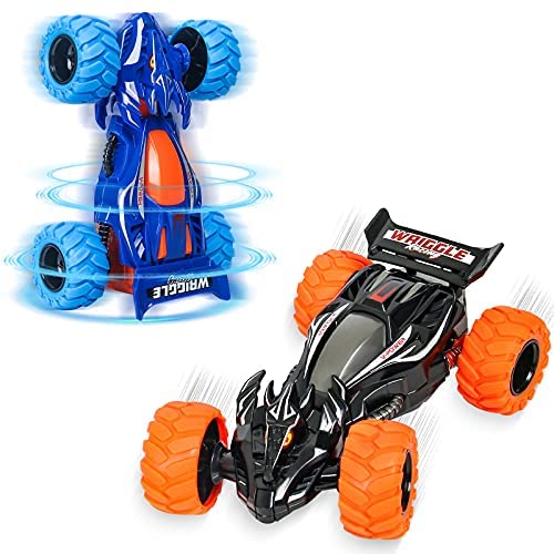 PlyEeight 2Pcs Cars Toys for 3 Years Old Boys, Pull Back Cars Turnable Wheels 360° Stunt Shockproof Car Gifts Toys for 3 4 5 6 Years Old Boys Girls