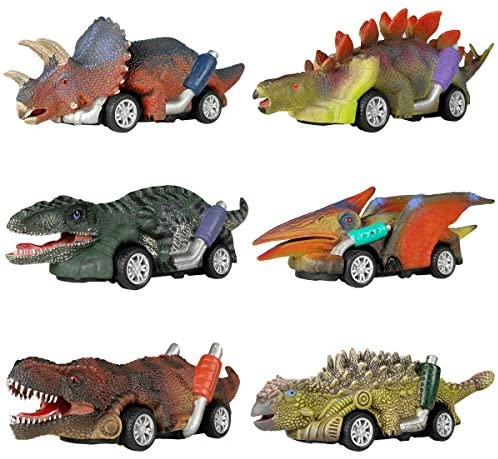 DINOBROS Dinosaur Toy Pull Back Cars, 6 Pack Dino Toys for 3 Year Old Boys and Toddlers, Boy Toys Age 3,4,5 and Up, Pull Back Toy Cars, Dinosaur Games with T-Rex