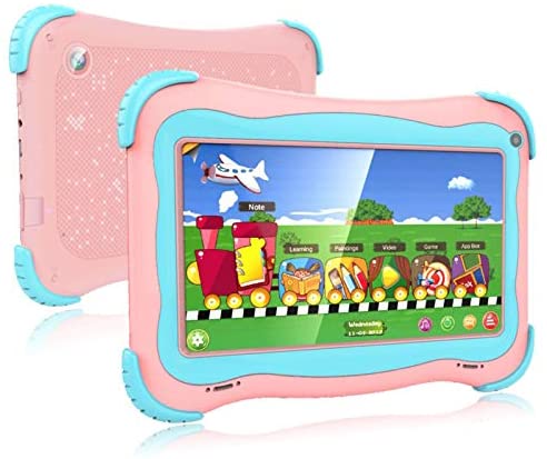 Kids Tablet 7 Android Kids Tablet Toddler Tablet Kids Edition Tablet with WiFi Dual Camera Childrens Tablet 1GB + 32GB Parental Control, Google Play Store (Pink)