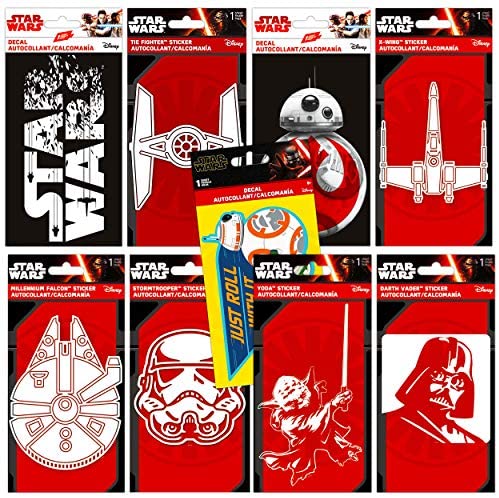 Ultimate Disney Star Wars Stickers Set - Premium 9 Pack Star Wars Decal Bundle Star Wars Stickers for Laptops, Walls, Cars, and More (Star Wars Stickers for Kids, Star Wars Party Decorations).