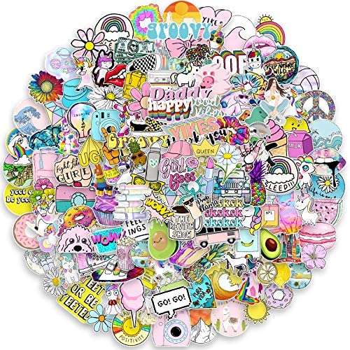 Aithney Stickers 200 PCS Cute Stickers for Teens, Girls, Adults Stickers for Water Bottles, Laptop, Phone, Skateboard, Pad, Travel Vinyl Stickers Waterproof Pink Fashion Popular Stickers