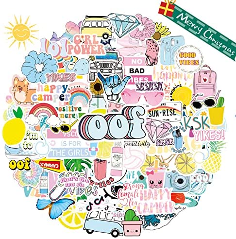 VSCO Stickers for Water Bottles, 100PCS Cute Vinyl Waterproof Aesthetic Stickers for Hydro Flask, Laptop, Computer, Phone, PC, Skateboard, Luggage for Teens Girls, Kids