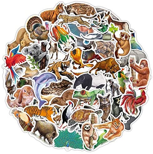 80Pcs Rainforest Animal Stickers，Waterproof Stickers for Laptop, Water Bottles, Phone Case, Guitar,Skateboard Luggage, Sticker Decal for Kids Boys Girls Teens Adults