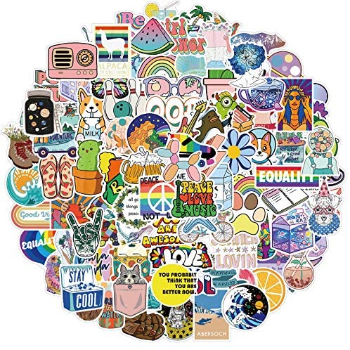 100Pcs Cute Stickers for Water Bottles, Waterproof Vinyl Stickers Packs for Hydroflask, Scarpbook, Laptop, Skateboard, Computer, Phone, Aesthetic VSCO Stickers for Kids Girls Teens
