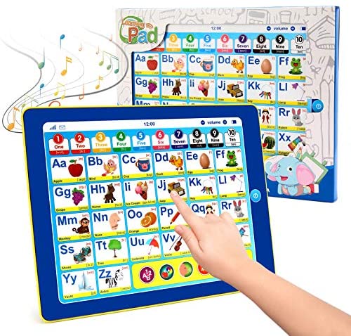 6 in 1 Kids Tablet - ABC/Words/Numbers/Color/Games/Music, Interactive Toddler Toys Gifts for Age 3 4 5 Year Old Boys and Girls, Preschool Educational Electronic Learning Tablet Makes Learning Fun