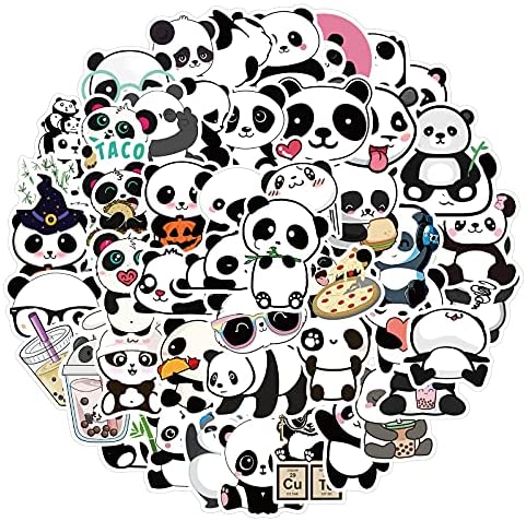 50pcs Panda Stickers Cute Cartoon Animal Stickers for Kids Teens,Aesthetic Vinyl Stickers for Water Bottle Laptop Skateboard Fridge Desk Bike