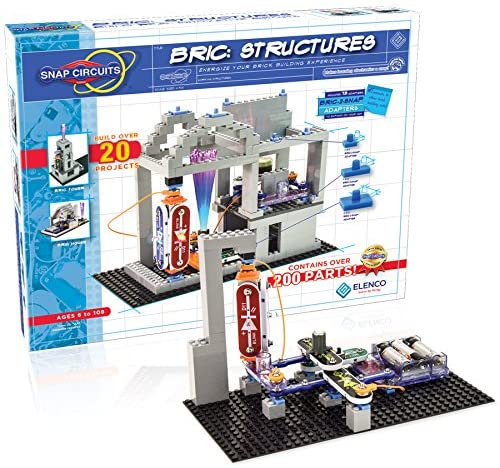 Snap Circuits BRIC: Structures | Brick & Electronics Exploration Kit | Over 20 Stem & Brick Projects | Full Color Project Manual | 20 Parts | 75 BRIC-2-Snap Adapters | 140+ BRICs