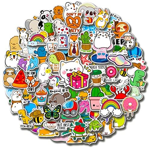 100Pcs Cute Stickers,Aesthetic Vinyl Waterproof Stickers for Laptop,Bumper,Skateboard,Water Bottles,Computer,Phone, Cute Anime Stickers for Kids Teens Adult