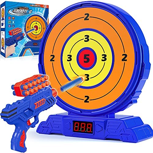 Shooting Game Toy for Age 5, 6, 7, 8, 9, 10+ Years Old Kids, Boys - Digital Shooting Targets with Foam Dart Toy Gun - Electronic Scoring Board Games for Kid - Ideal Gift - Compatible with Nerf Toy Gun
