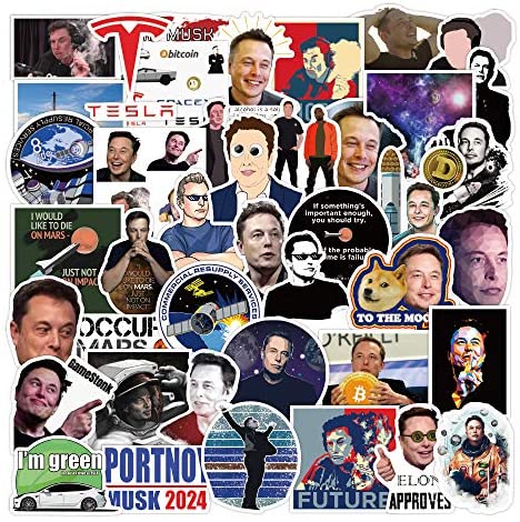Elon Musk Stickers 100PCS Vinyl Waterproof Stickers for Adults Teens Kids for Laptop Water Bottles Skateboard Decals