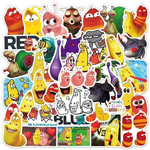 Larva Stickers Funny Silent Cartoon Stickers 50pcs Kids Laptop Water Bottle Stickers Toy Snowboard Cabinet Door Decals (Larva)