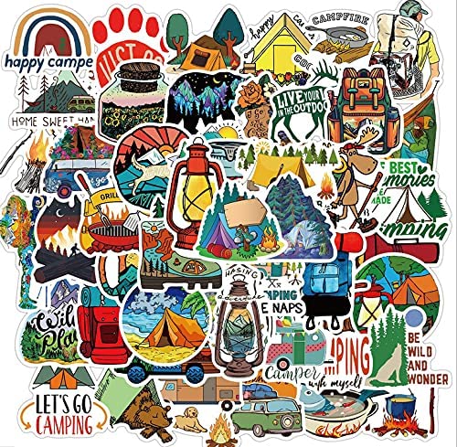 200 Pcs Outdoor Adventure Stickers, Qoosea Vinyl Waterproof Stickers for Travel Wilderness Nature Hiking Camping Trendy Stickers for Teens Girls Perfect for Water Bottle, Laptop, Phone, Travel Case, Guitar, Bike, Skateboard Wall DIY