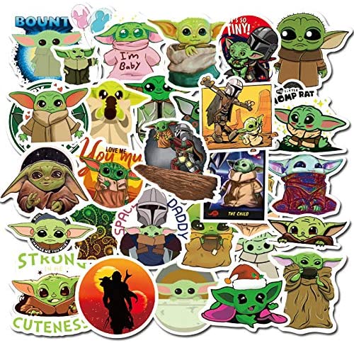 Baby_Yoda Stickers 50pcs Vinyl Waterproof Stickers for Laptop,Bottle Car Cup Computer Guitar Skateboard Luggage Bike Bumper, Kid Gift