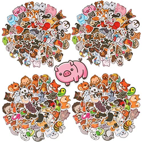 Clabby 200 Pieces Cute Animal Stickers Kids Nature Animal Stickers Animal Vinyl Stickers Water Bottle Waterproof Stickers for Boys Girls Laptop Bumper Skateboard Cars Computer Guitar Scrapbook