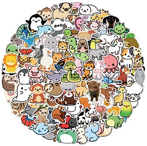 100 Pack Kawaii Animal Stickers for Laptop Water Bottles Car Phone Guitar Skateboard Computer Nature Animals Vinyl Sticker Waterproof Cute Aesthetic Trendy Decals for Girls Teens Boys Adults