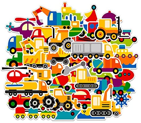 FLYAB Cars Sticker Trucks Stickers for Kids Toddlers,50pcs Construction Sticker,Transportation Stickers for Water Bottle Laptop Birthday Party Supplies