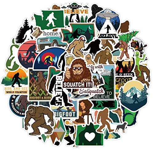 Outdoor Nature Bigfoot Stickers for Laptop (50 Pcs),Gift for Teens Adults Girl Boys Kids,Cute Cool Aesthetic Bigfoot Vinyl Stickers for Water Bottle,Ape Man Savage Waterproof Stickers for Skateboard