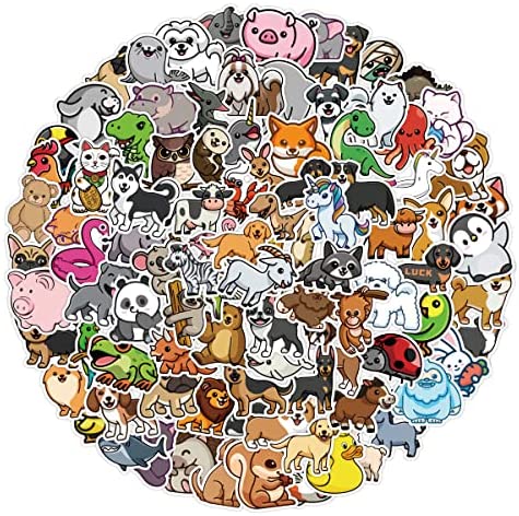 Nature Animal Water Bottle Stickers 100 Cute Kids Fun Cartoon Animal Tropical Rainforest Mixed Waterproof Sticker for Hydro Flask Laptop Helmet Guitar Skate Car Waterproof Teen Adults Sticker Packs…