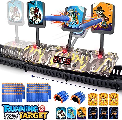Moving Digital Shooting Target with 100 Pcs Foam Darts, Electronic Scoring Auto Reset Targets for Shooting Practice, Shooting Game Toys for 5 6 7 8 9 10 Years Old Boys Kids Gifts