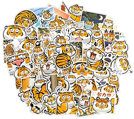 Cartoon Tiger Stickers, 100PCS OMHIR Cute Tiger Stickers,Animals Stickers,Vinyl Waterproof Decals for Skateboard,Hydroflask Water Bottles, Laptop,Luggage, Phone for Kids Teens Adults