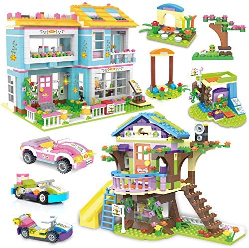 1556 Pieces Tree House Kith Happy Family Party Creative Building Toy Set for Kids - Portable Storage Box with Base Plates Lid - Best Learning and Roleplay Gifts for Boys Girls Ages 6-12