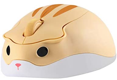 Cute Hamster Mouse,Wireless Mouse 2.4 Ghz 1200 DPI Less Noise Cartoon Animal Shape Portable Optical Mice with USB Receiver for Notebook Windows Computer PC Laptop Gift Kids(Yellow)
