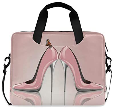 Ombra Laptop Shoulder Bag Pink High Heel Butterfly Portable Laptop Sleeve Case with Strap for 14/15.6/16in Notebook Computer Messenger Bag for Women Men Briefcase