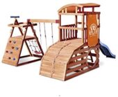 Little Tikes Real Wood Adventures Wildcat Falls Exclusive Wooden Outdoor Playset Playground with Slide, Swing Set and Climbing Wall for Kids Backyard Kids Activity