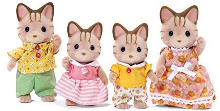 Calico Critters, Sandy Cat Family, Dolls, Dollhouse Figures, Collectible Toys, Premium, 3 inches