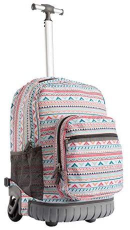 Seanshow Kids Wheeled Backpack Laptop Rolling Backpack for Schooling & Travel, 18 inch (Tribal)