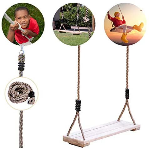 2 Products in 1 Box, Wood Tree Swing and Climbing Rope for Kids