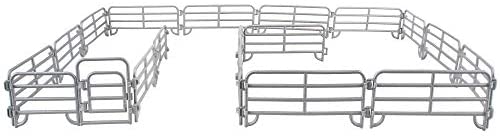 Toymany 18-20PCS Corral Fencing Accessories Playset Includes 2 Gates Fences, Plastic Fence Toys for Barn Paddock Horse Stable or Farm Animals Horses Figurines, Gift Cake Toppers for Kids Toddlers